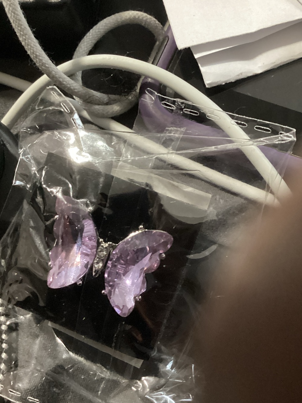 paparazzi Purple Crystal Butterfly Ring - Women's Jewelry